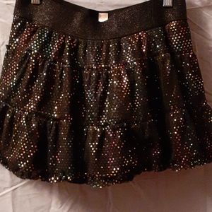 Justice skirt, black w/multi overlay, girls sz 16